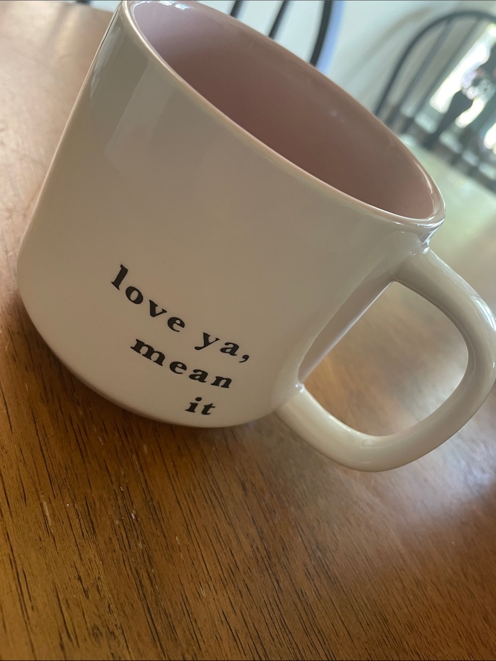 Threshold Cream and Pink Stoneware Mug - 'love ya, mean it' | 16 Oz.